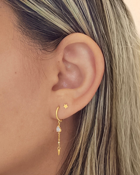 14k Fancy Drop & Spike Huggies