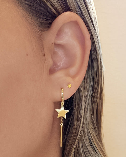 14k Stellar Gold Dangles Huggies