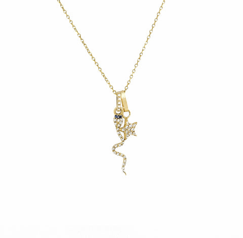 14k Diamond Snake & Star Duo Necklace