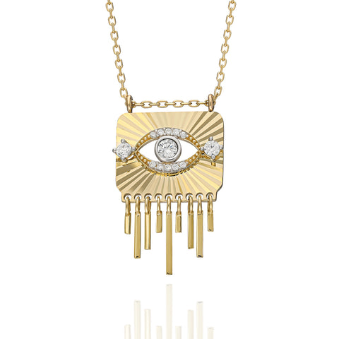 14K Sunray Protector Eye Tassel Necklace
