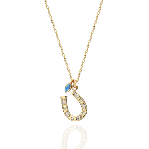 14K Baguette Horseshoe Necklace