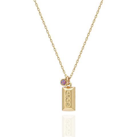 14K Mini Gold Bar Pendant Necklace