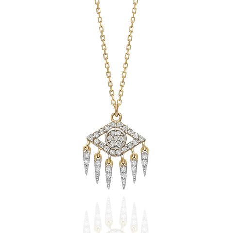 14K Pavé Protector Eye Fringe Necklace