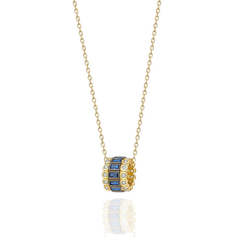 14K Blue Channel Barrel Necklace