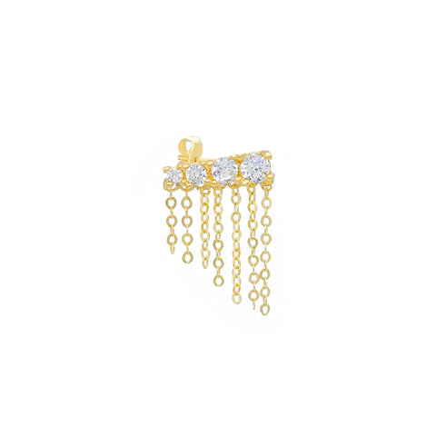 14k Four Stone Cascades Chain Earrings
