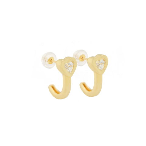 14k Cupid Heart Earrings