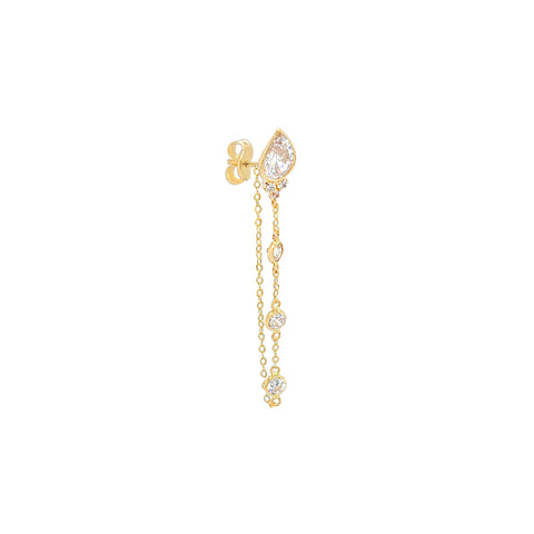 14K Golden Teardrop Chain Earrings