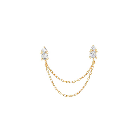 14k Gem Duo Chain Earrings