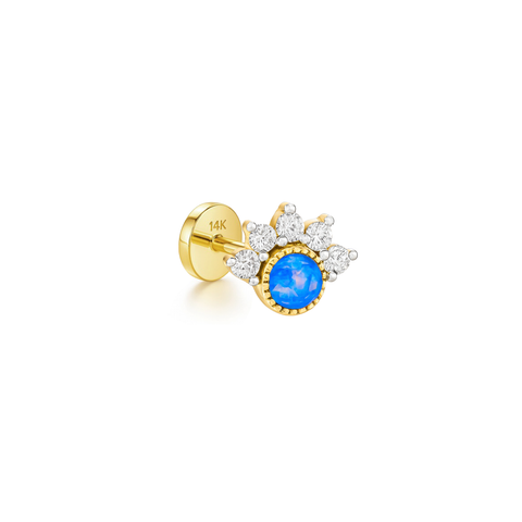 14K “Celestial Opal” CZ Halo – Cartilage Piercing