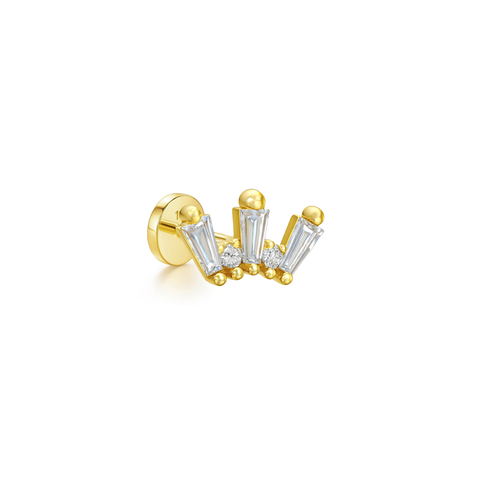 14K “Celestial Trio” Baguette CZ – Cartilage Piercing