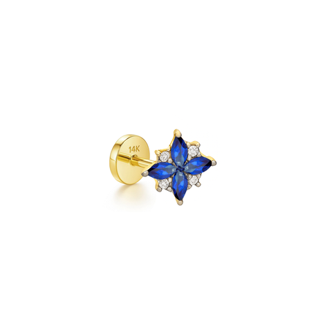 14K “Stellar Bloom” Marquise CZ – Cartilage Piercing