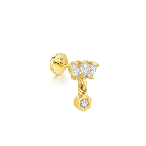 14K “Celeste Drop” CZ Cluster – Cartilage Piercing