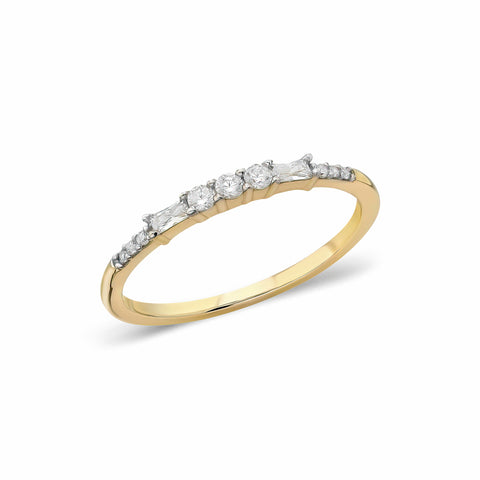14K “Eternal Trio Ring” – Three-Stone Cubic Zirconia Band