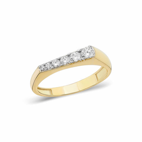 14K “Elevated Five-Stone Band” – Cubic Zirconia Ring