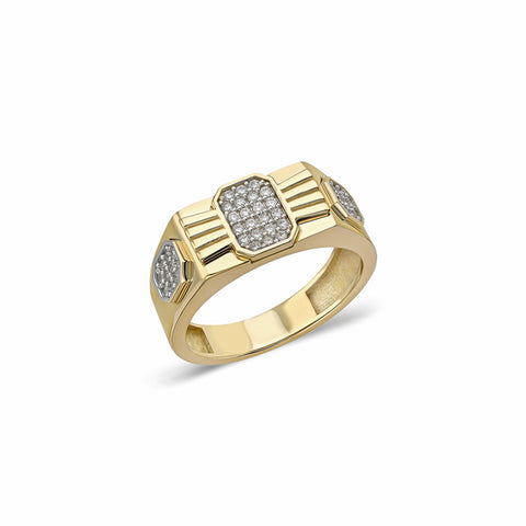 14K “Imperial Signet Pavé” – Cubic Zirconia Statement Ring