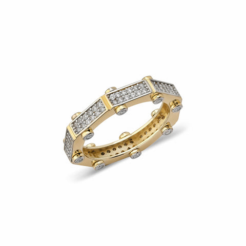 14K “Regal Pavé Shield Band” – Cubic Zirconia Statement Ring