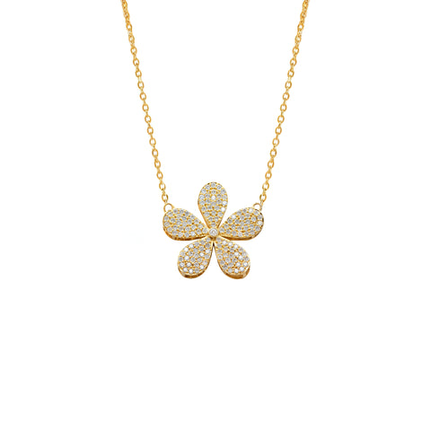 14k Diamond daisy Charm Necklace