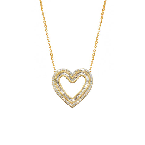 14k Diamond Open Heart Charm Necklace