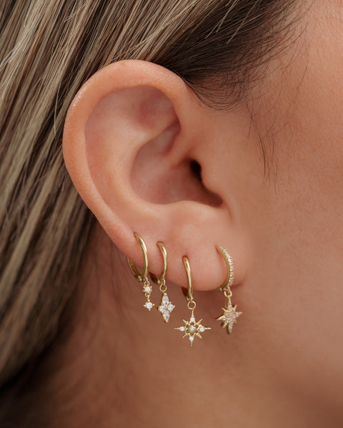 14K Tiny Sparkles Huggie Earrings