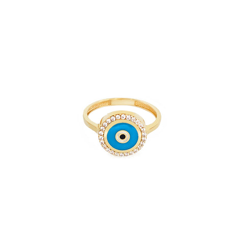 14k Shiny Blue Eye Ring
