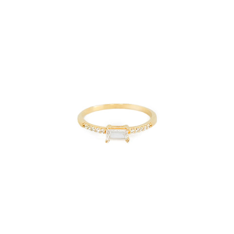 14k Sparkling Square CZ Ring