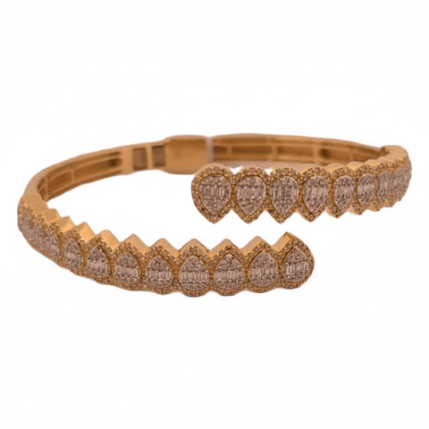 14K “Royal Teardrop Baguette Cuff Bracelet” – Gold & Lab Diamonds