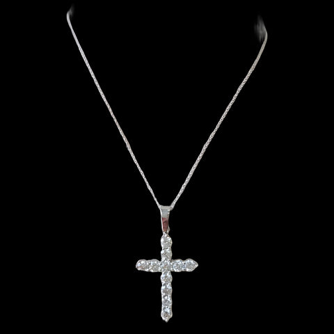 14K “Celestial Cross Brilliance Necklace” – White Gold & Lab Diamonds Description: A timeless emblem of light and devotion. Our 14K “