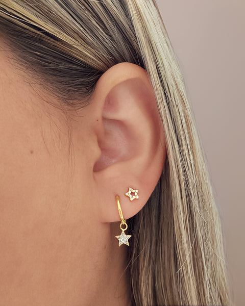 14k Endless Hoop with Bright Stars CZ