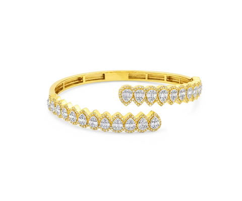 14K “Royal Teardrop Baguette Cuff Bracelet” – Gold & Lab Diamonds