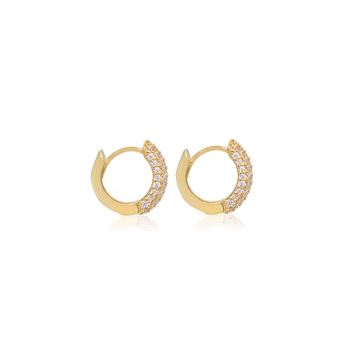 14K Gold Pave Huggies