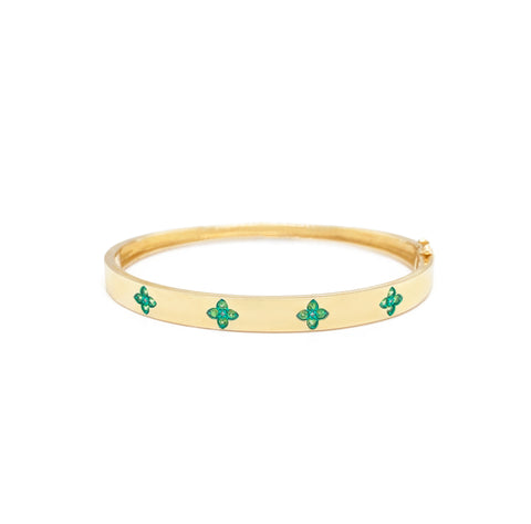 Faith or Lucky Tsavorite Clover Bangle Bracelets