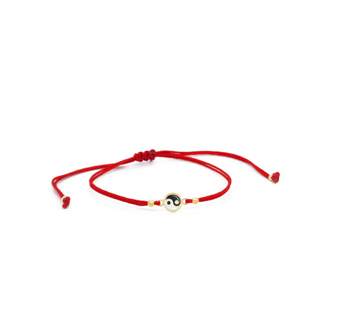 14k Enamel Ying Yang Bracelet