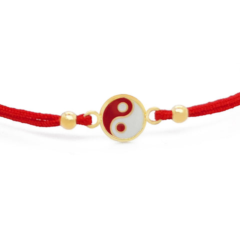 14k Enamel Ying Yang Bracelet