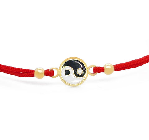 14k Enamel Ying Yang Bracelet