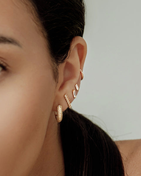 14K Gold Pave Huggies