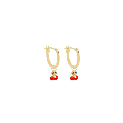 14k Lovely Cherry Hoop Earrings