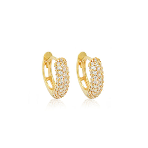 14K Gold Pave Huggies