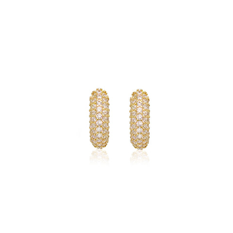 14K Gold Pave Huggies