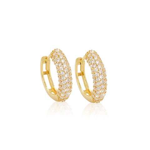 14K Gold Pave Huggies
