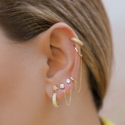 14k Double CZ Chain Earrings