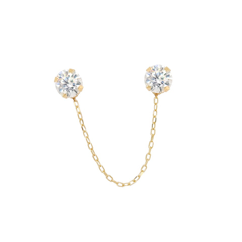 14k Double CZ Chain Earrings
