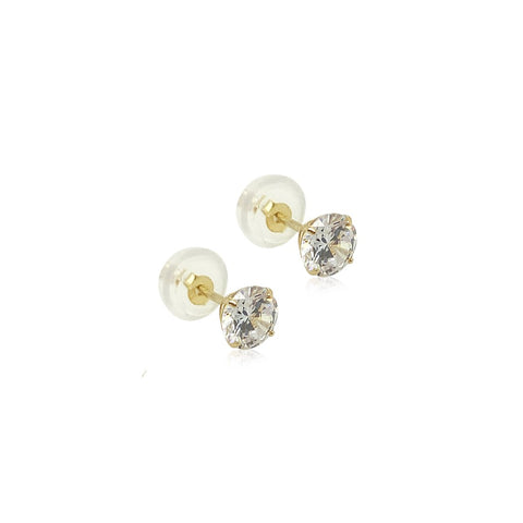 14k Round CZ Earrings