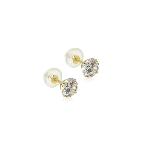14k Round CZ Earrings