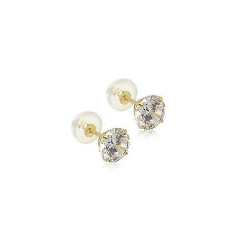 14k Round CZ Earrings