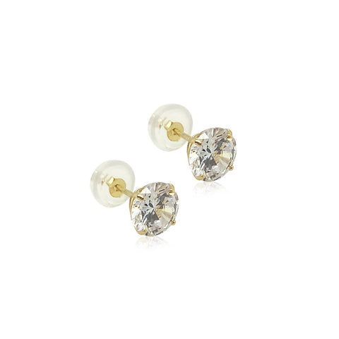 14k Round CZ Earrings