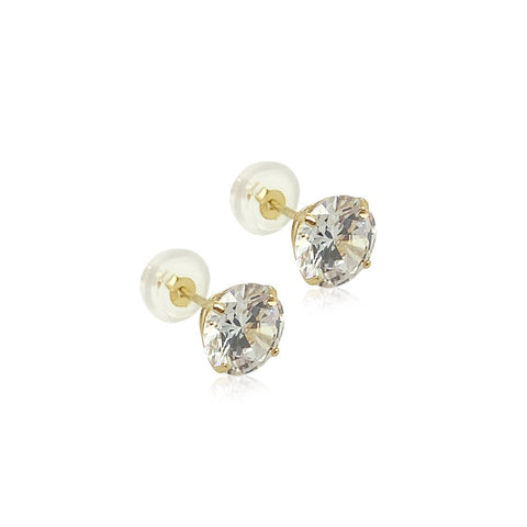 14k Round CZ Earrings
