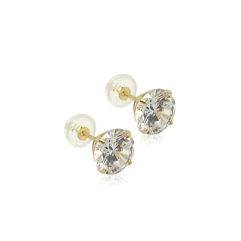 14k Round CZ Earrings