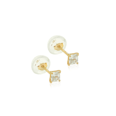 Princess Cut Zirconia Earrings 7mm