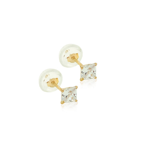 Princess Cut Zirconia Earrings 7mm
