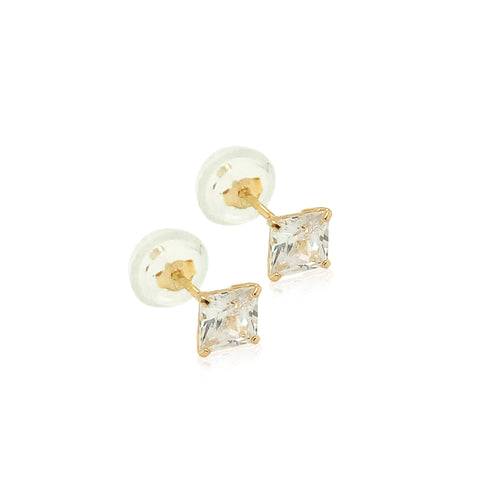 Princess Cut Zirconia Earrings 7mm